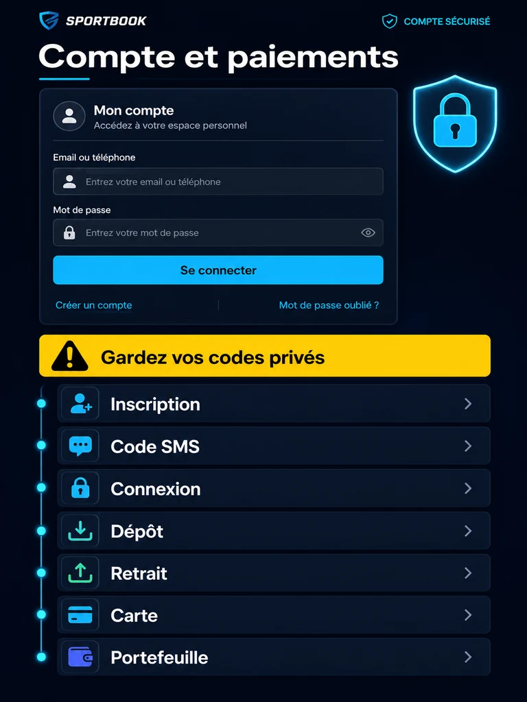 Infographie: créer le compte, vérifier les codes et choisir un moyen de paiement adapté.