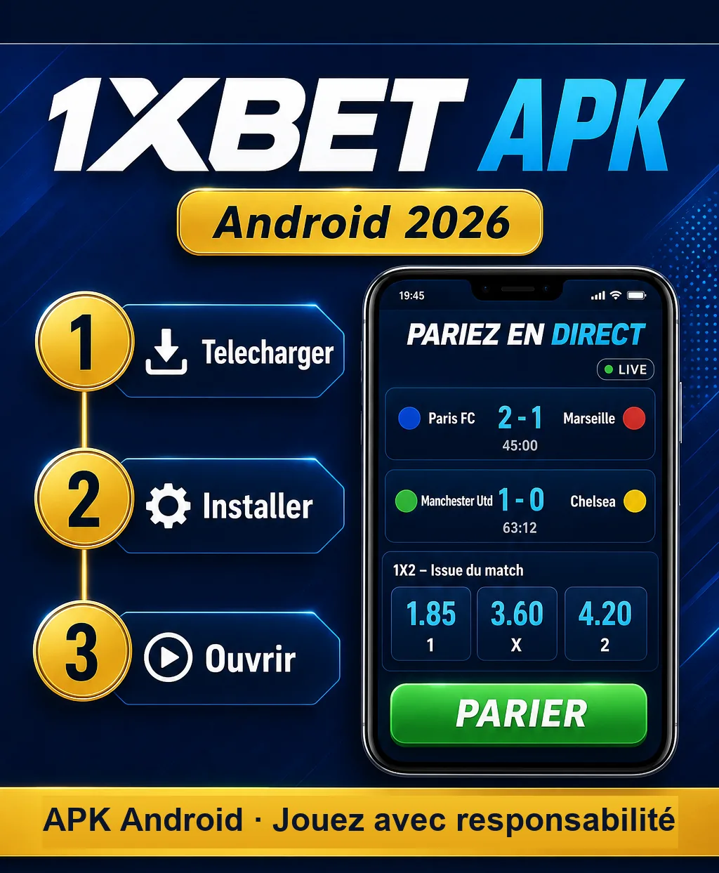 Aperçu de l'application 1xBet APK pour Android : télécharger, installer, ouvrir